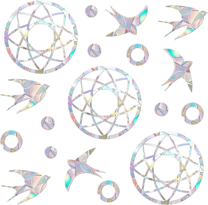 EACILLES 27 Pieces Birds Static Window Clings Anti Collision Window Decals for Bird Strikes, Glass Door Window Stickers, Stop Birds Flying into Windows, Mandala-Swallow Style (MTLYZ27R) - Image 1